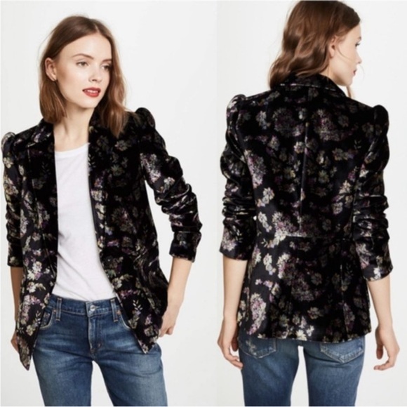 Rebecca Taylor Velvet Floral Blazer Size 8 - Picture 1 of 8